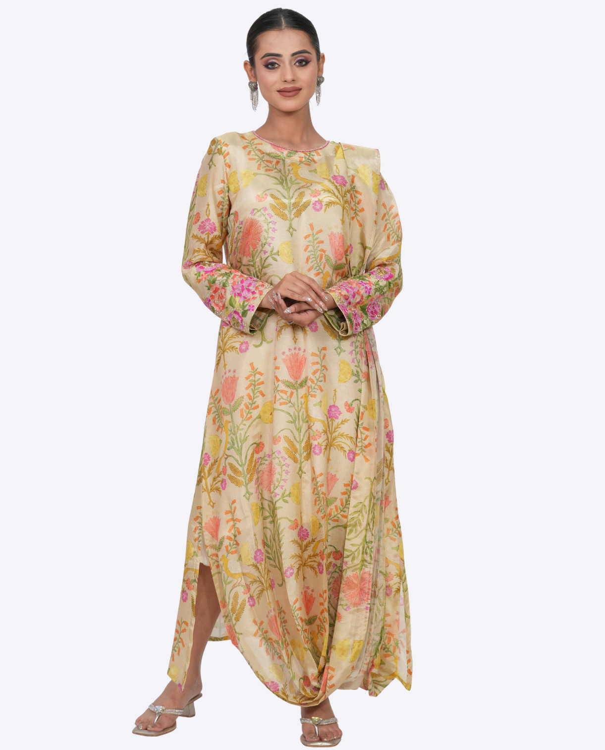 Print Tissue Drape Dress