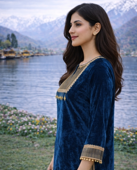 Teal and tissue kurta set